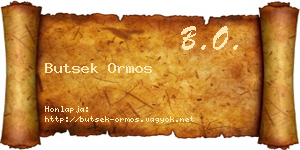 Butsek Ormos névjegykártya
